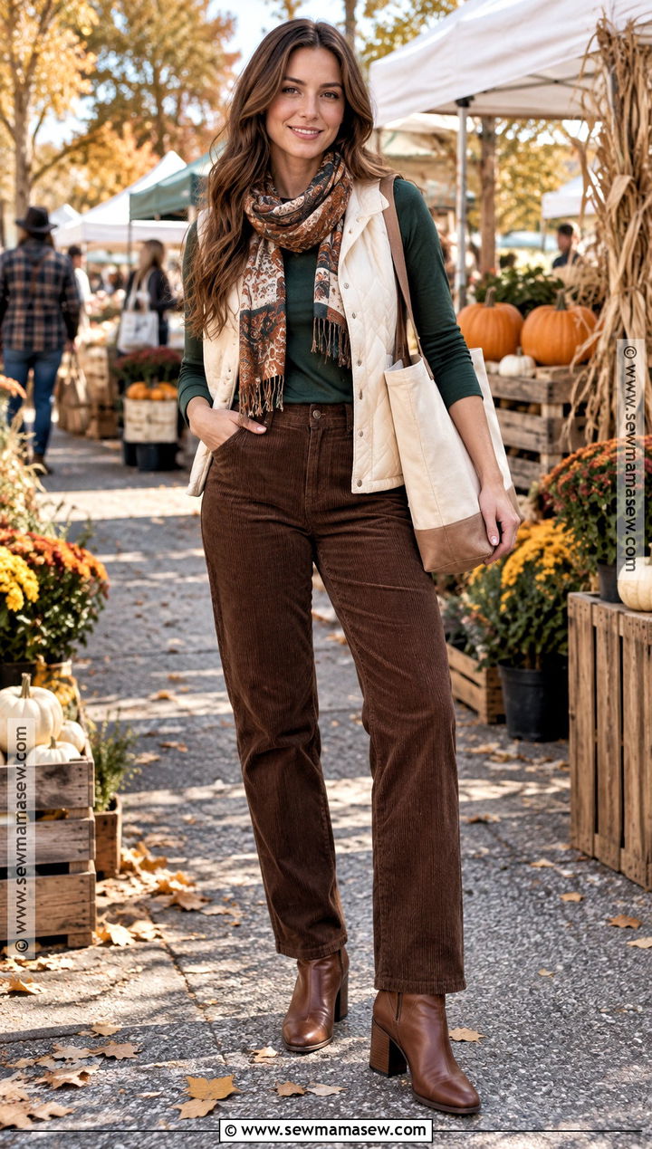 Long Sleeve Fall Tee Shirt With Corduroy Pants - 20 Fall Tee Shirts