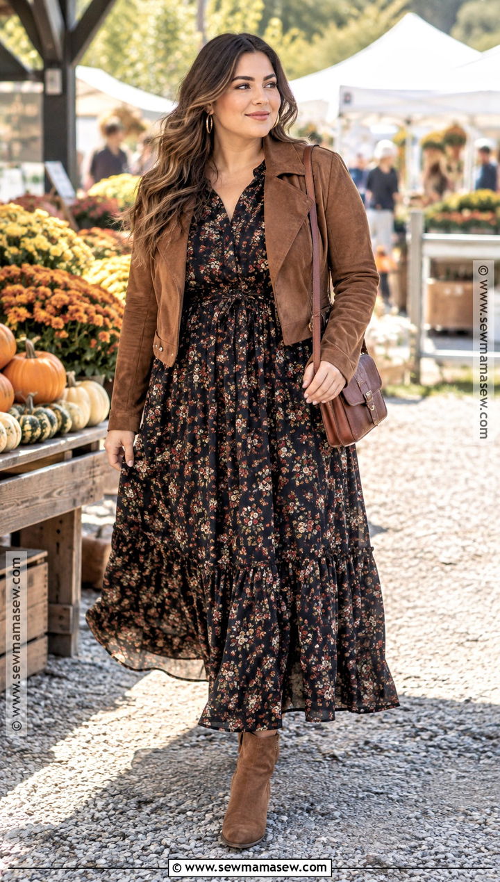 Long Sleeve Floral Maxi Dress Outfit - 20 long sleeve fall dress ideas