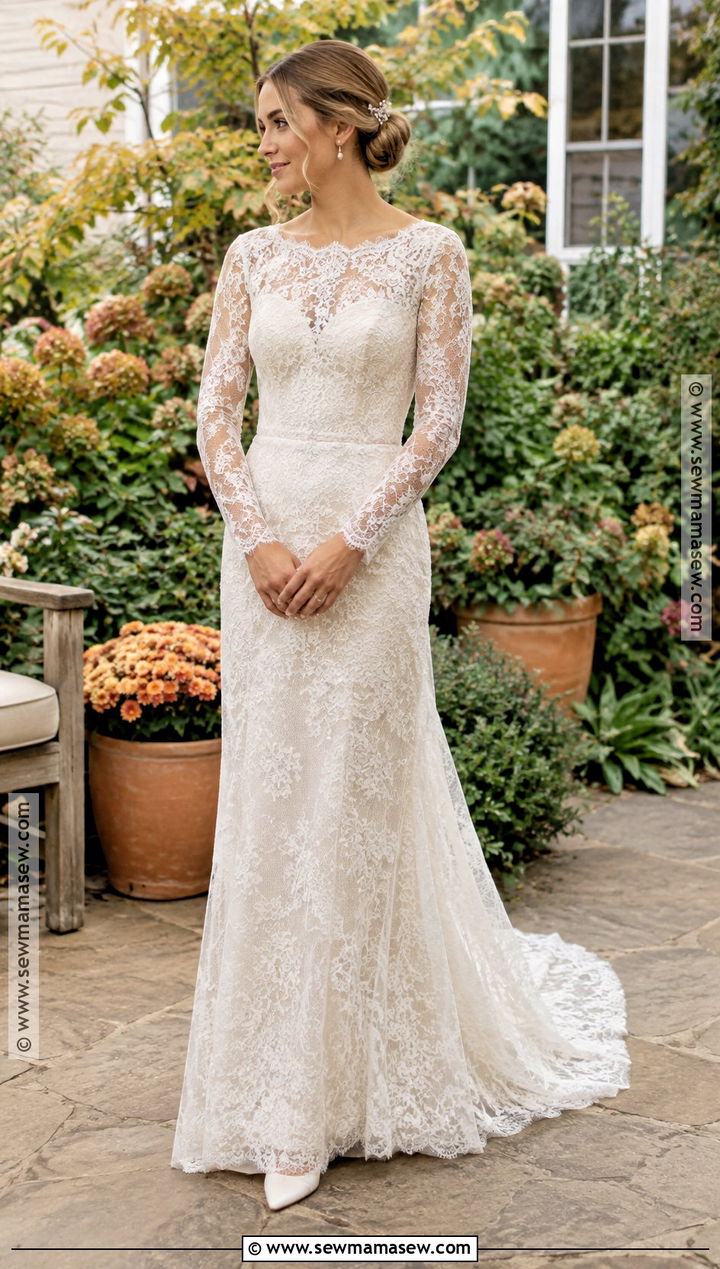 Long Sleeve Lace Fall Backyard Wedding Dress - 15 Fall Backyard Wedding Dress Simple Ideas