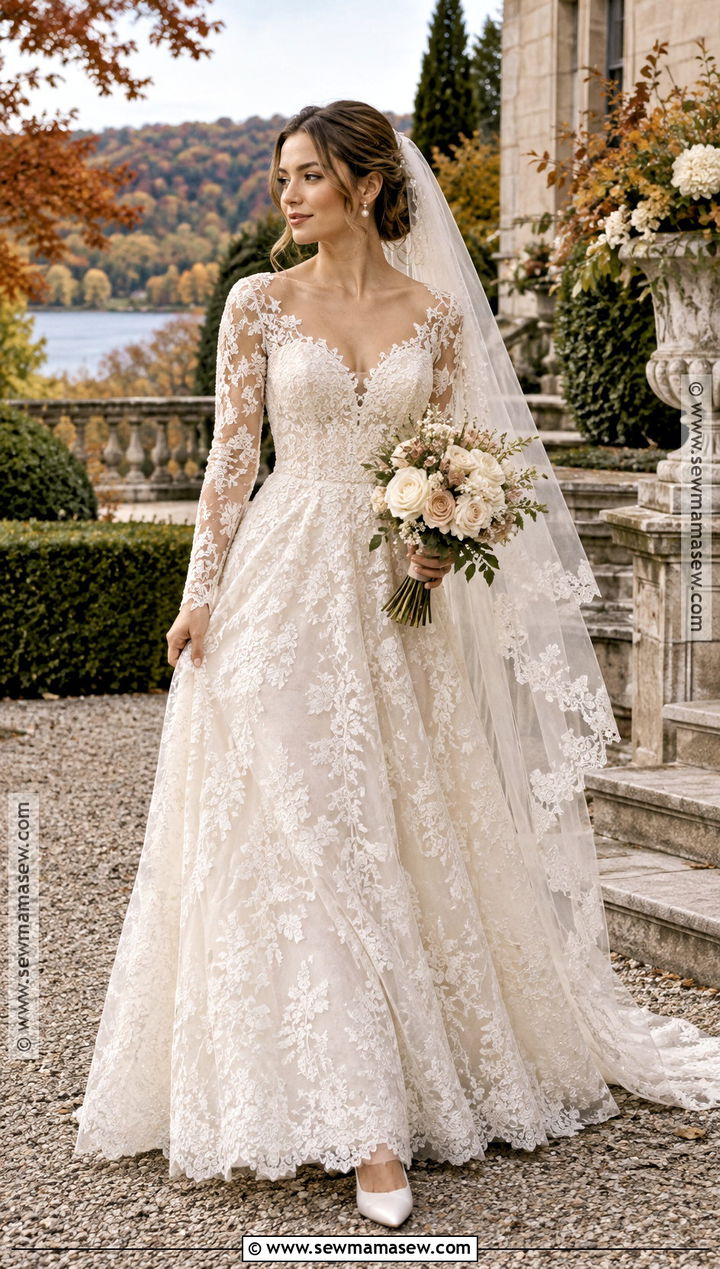 Long Sleeve Lace Fall Wedding Dress - 20 wedding dresses fall