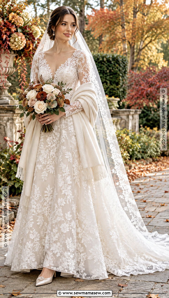 Long Sleeve Lace Fall Wedding Gown - 20 fall wedding gowns