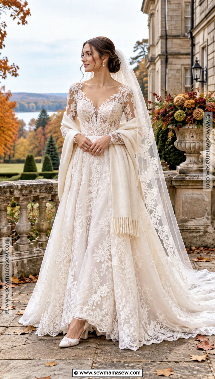 Long Sleeve Lace October Wedding Dress - 15 Wedding Dresses October