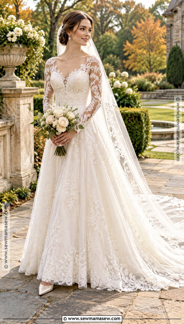 Long Sleeve Lace September Wedding Dress - 15 wedding dresses september