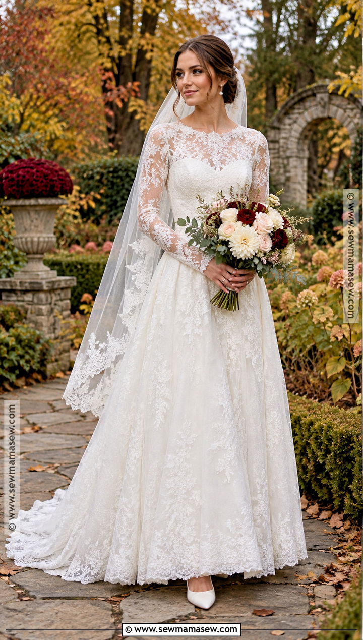 Long Sleeve Lace Wedding Dress - 15 Wedding Dresses Fall Wedding