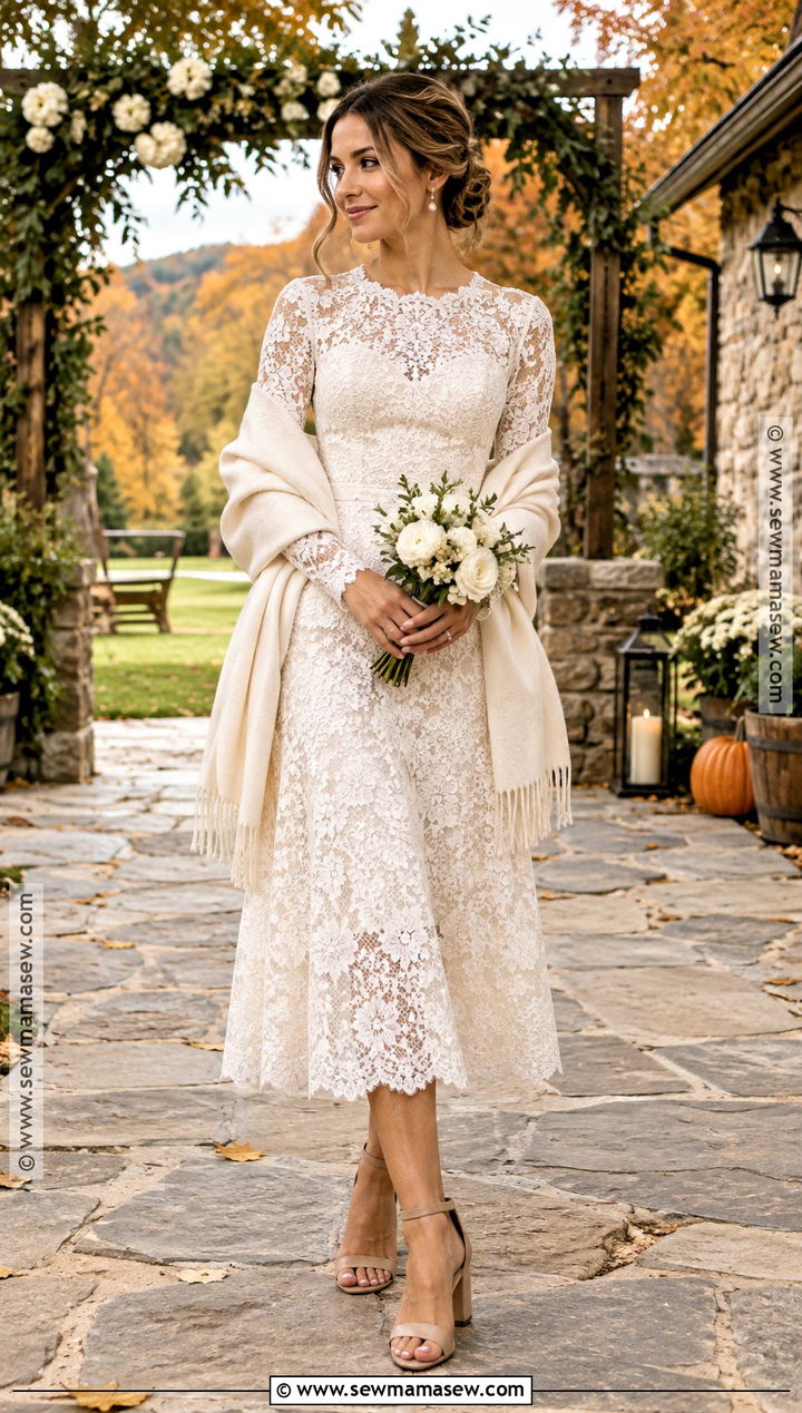 Long Sleeve Lace Wedding Dress - 15 Casual Wedding Dress Fall Ideas