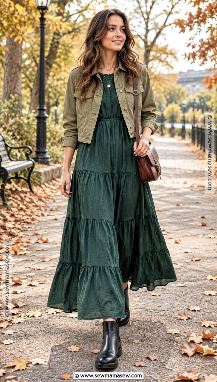 Long Sleeve Maxi Dress With Chelsea Boots - 20 fall outfits women dresses