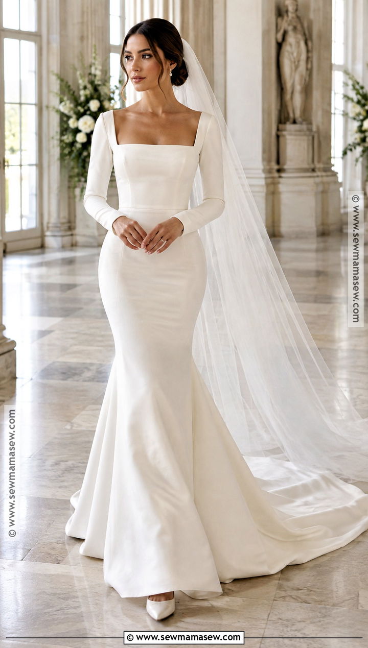 Long Sleeve Mermaid Fall Bridal Dress - 20 fall bridal dresses