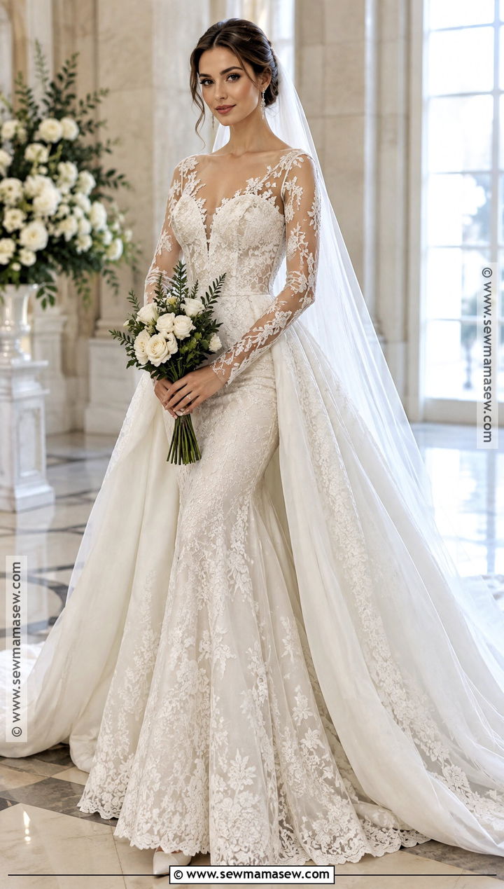 Long Sleeve Mermaid Fall Wedding Gown - 20 fall wedding gowns