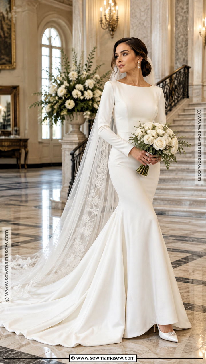 Long Sleeve Mermaid Wedding Dress - 15 Late Fall Wedding Dress Ideas