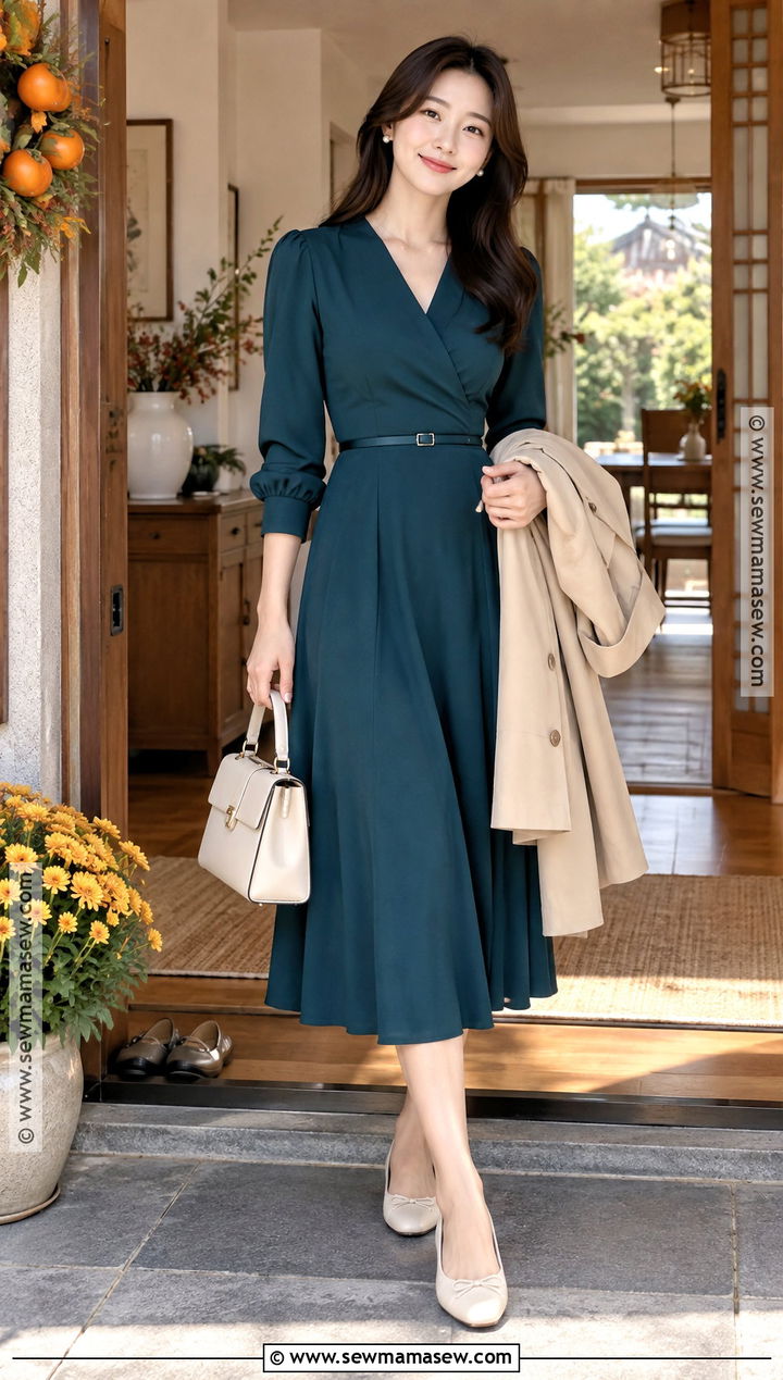 Long Sleeve Midi Dress Outfit - 15 korean thanksgiving outfits
