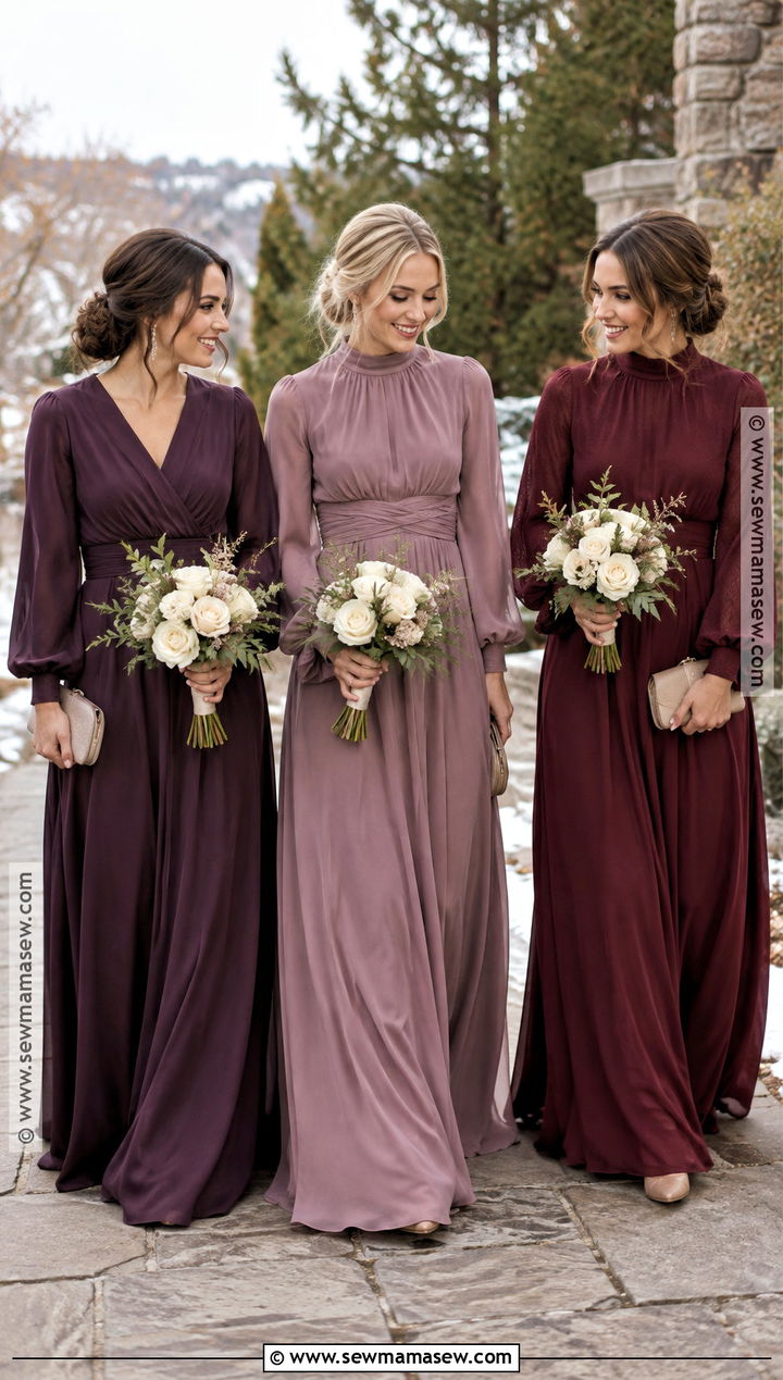 Long Sleeve Mismatched Bridesmaid Dresses - 20 fall bridesmaid dresses mismatched