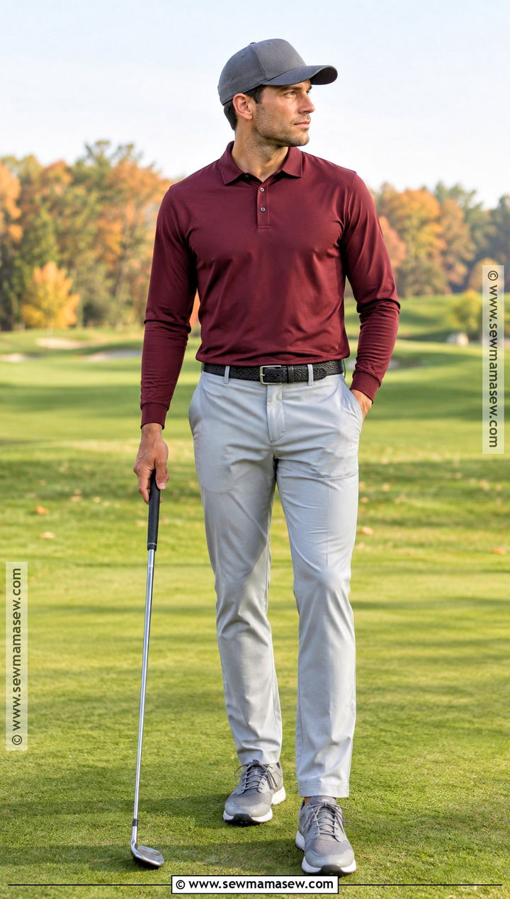 Long Sleeve Polo Fall Golf Outfit - 20 fall golf outfits for men