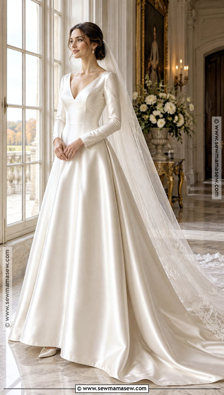 Long Sleeve Satin Fall Wedding Dress - 20 wedding dresses fall