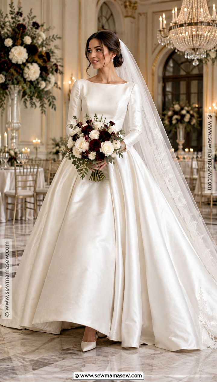 Long Sleeve Satin November Wedding Dress - 25 november wedding dress ideas