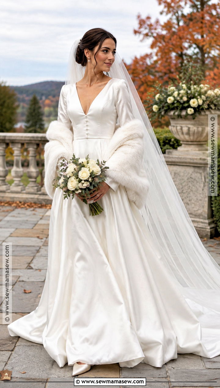 Long Sleeve Satin Wedding Dress - 15 Wedding Dresses For Autumn