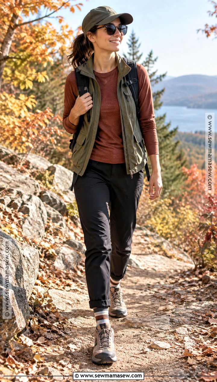Long Sleeve Tee And Utility Vest Hiking Outfit - 20 Cute Fall Hiking Outfits for Women