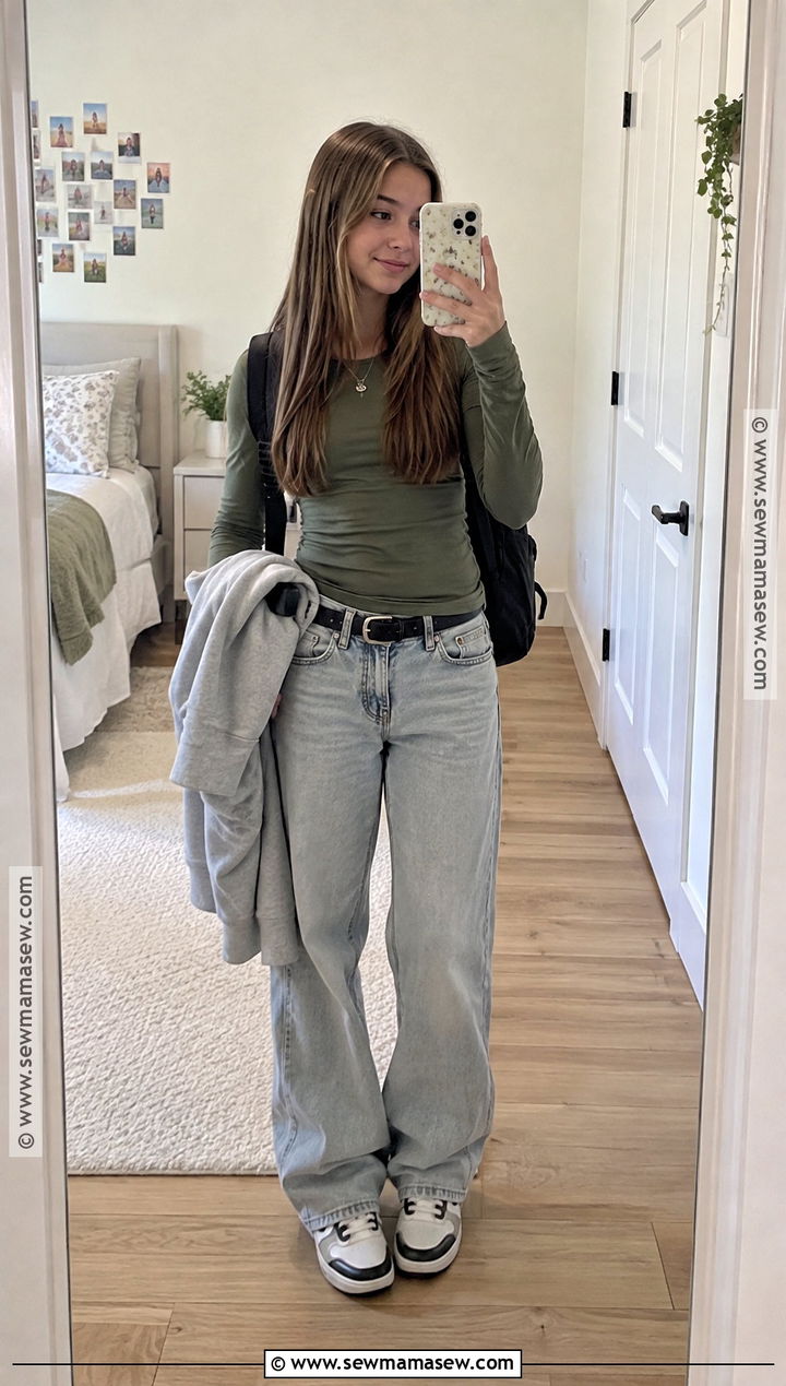 Long Sleeve Top And Baggy Jeans For 7th Grade - 15 Back To School Fits 7Th Grade