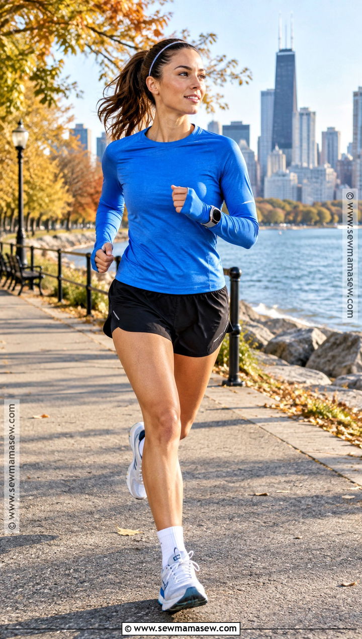 Long Sleeve Top And Shorts Fall Running Outfit - 25 fall running outfit ideas