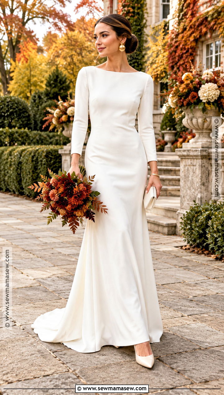 Long Sleeve Wedding Dress With Gold Jewelry - 15 Autumn Wedding Accessory Inspiration Ideas