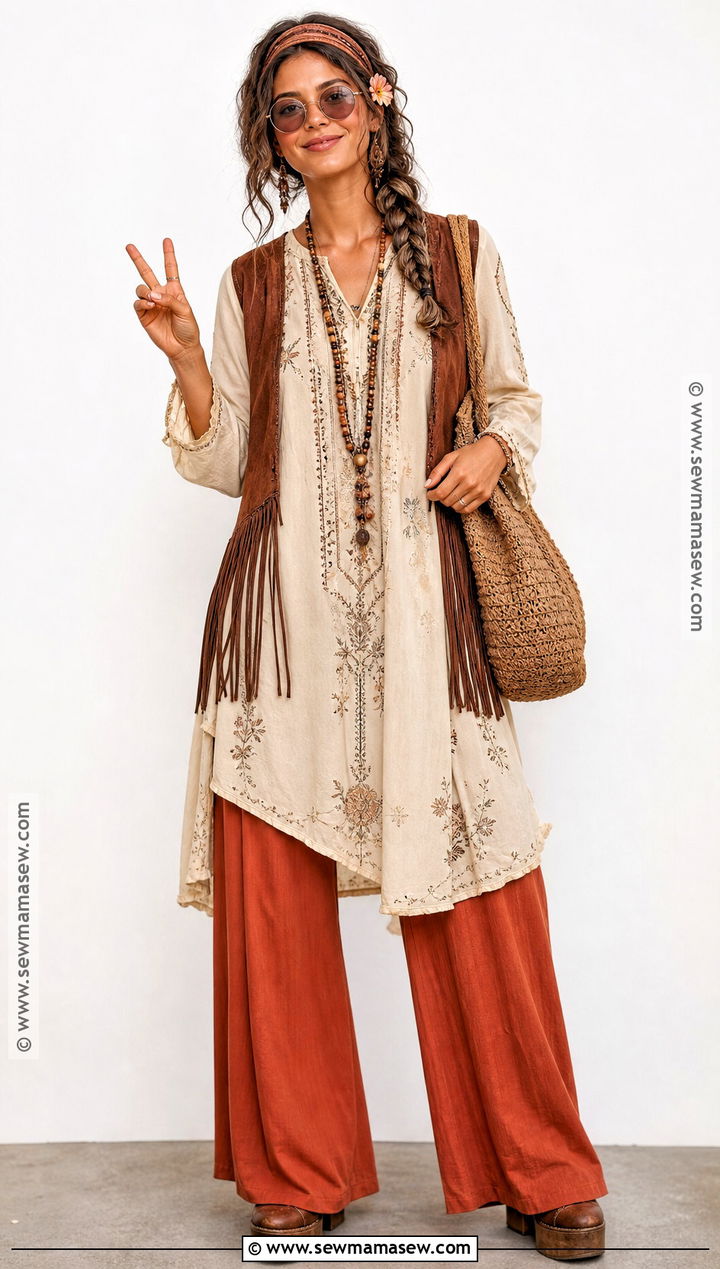 Long Tunic And Palazzo Pants Hippie Costume - 30 hippie outfits 70s costume