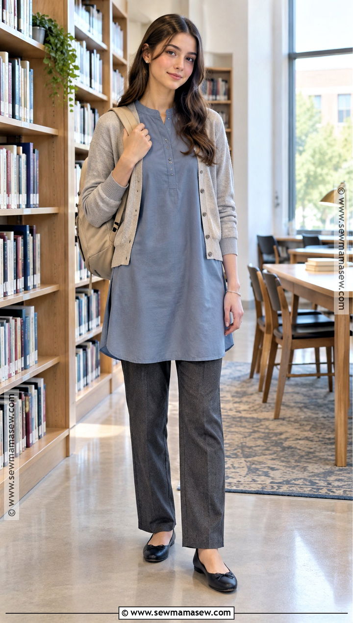Long Tunic And Tailored Pants Back To School Outfit - 15 modest back to school outfits for teens