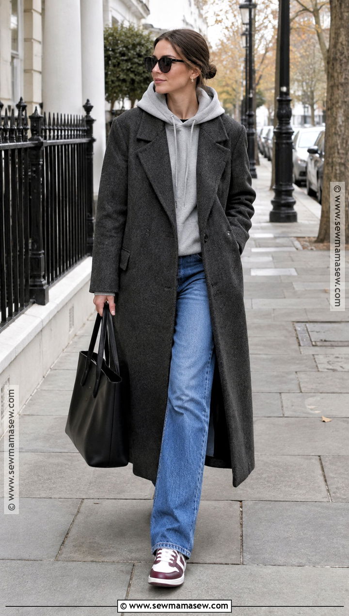 Long Wool Coat And Hoodie Fall Outfit - 15 Fall Vibes Clothes