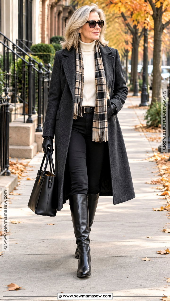 Long Wool Coat And Knee High Boots - 25 knee high boots outfit fall