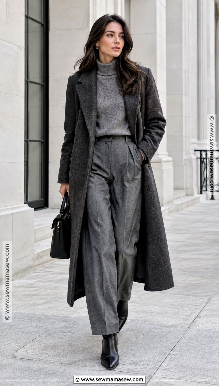 Long Wool Coat And Monochrome Trousers Fall Outfit - 25 timeless fall outfits