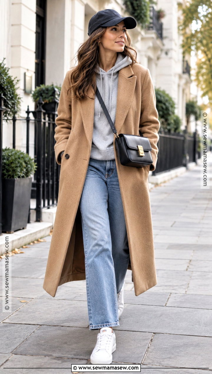Long Wool Coat With Hoodie And Jeans - 20 fashion inspo outfits fall 2026