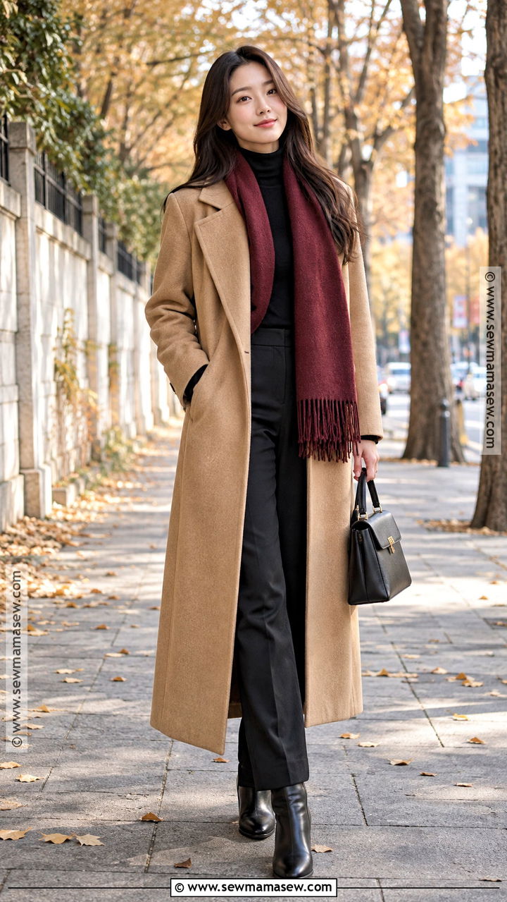 Long Wool Coat and Turtleneck Autumn Outfit - 20 autumn in korea outfit ideas