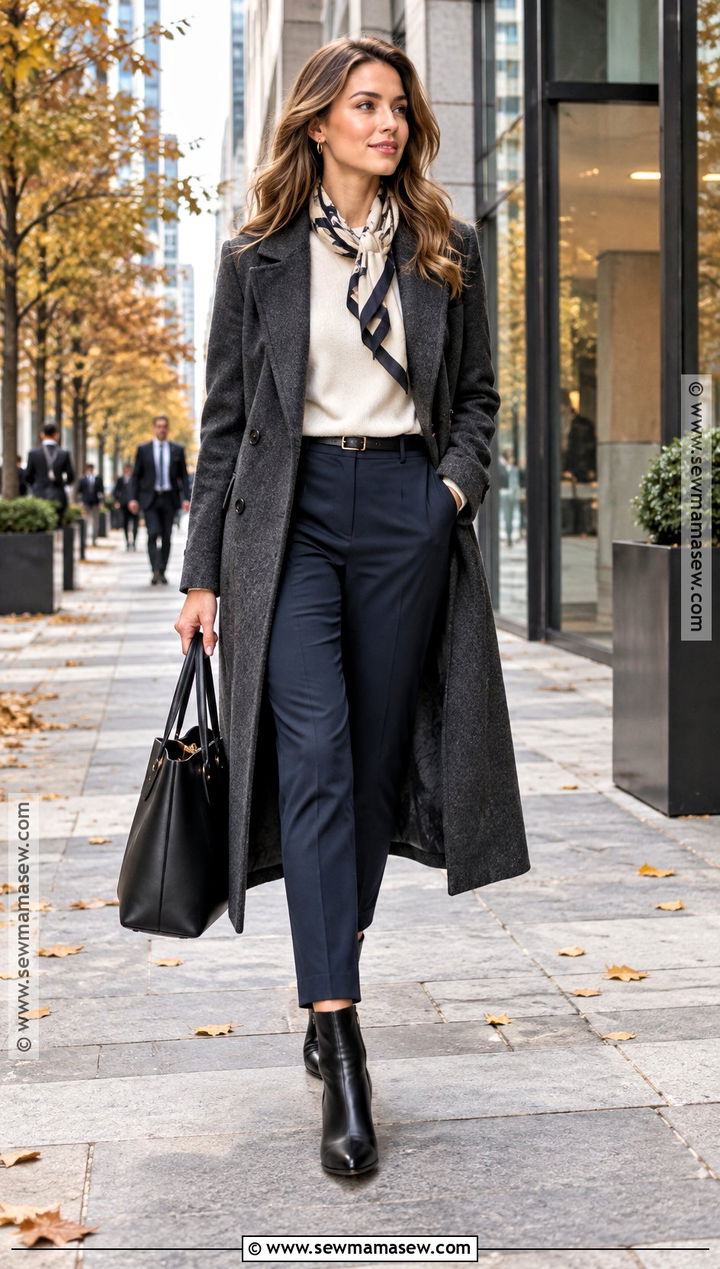 Longline Coat And Ankle Pants Work Outfit - 15 Autumn Workwear Ideas 2026