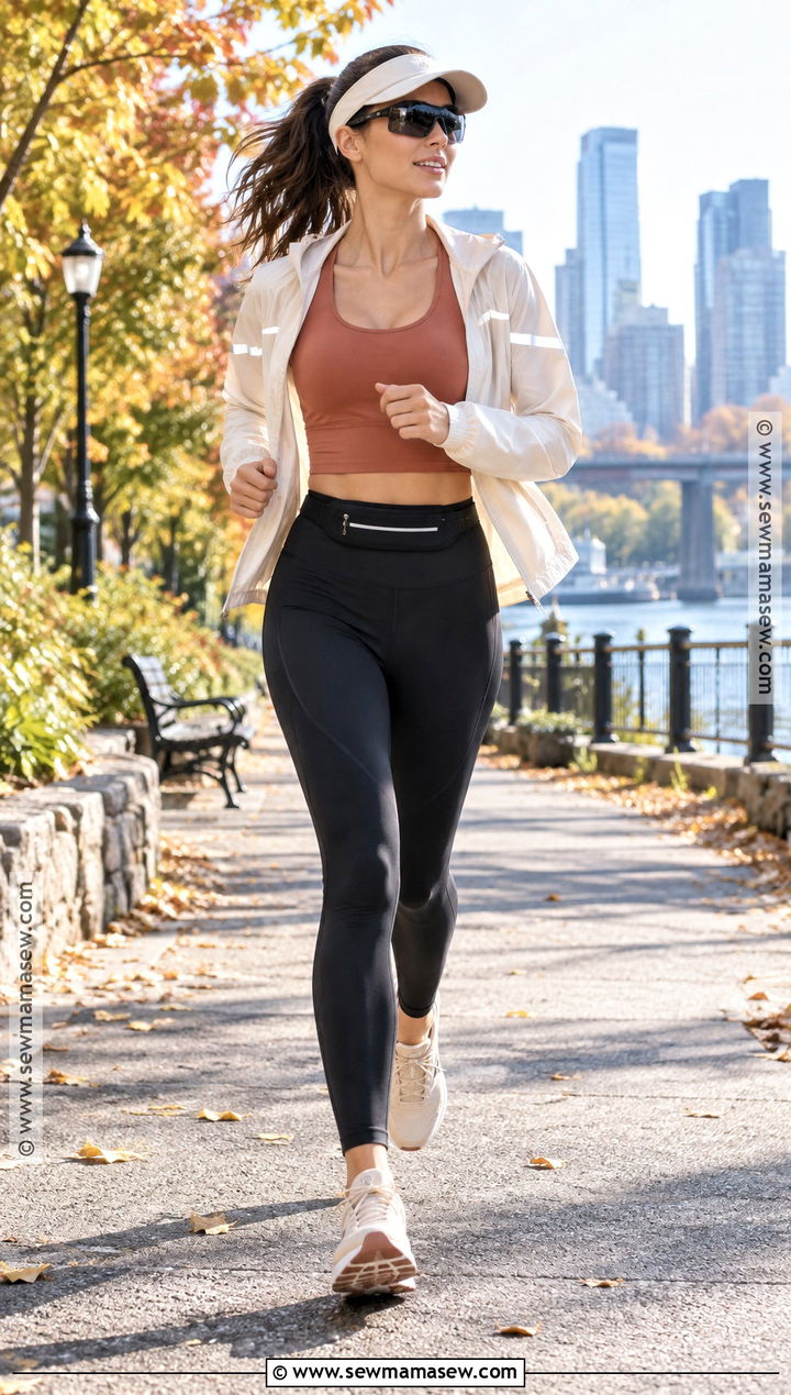 Longline Sports Top And Open Running Jacket - 15 Fall Outdoor Workout Outfit Ideas