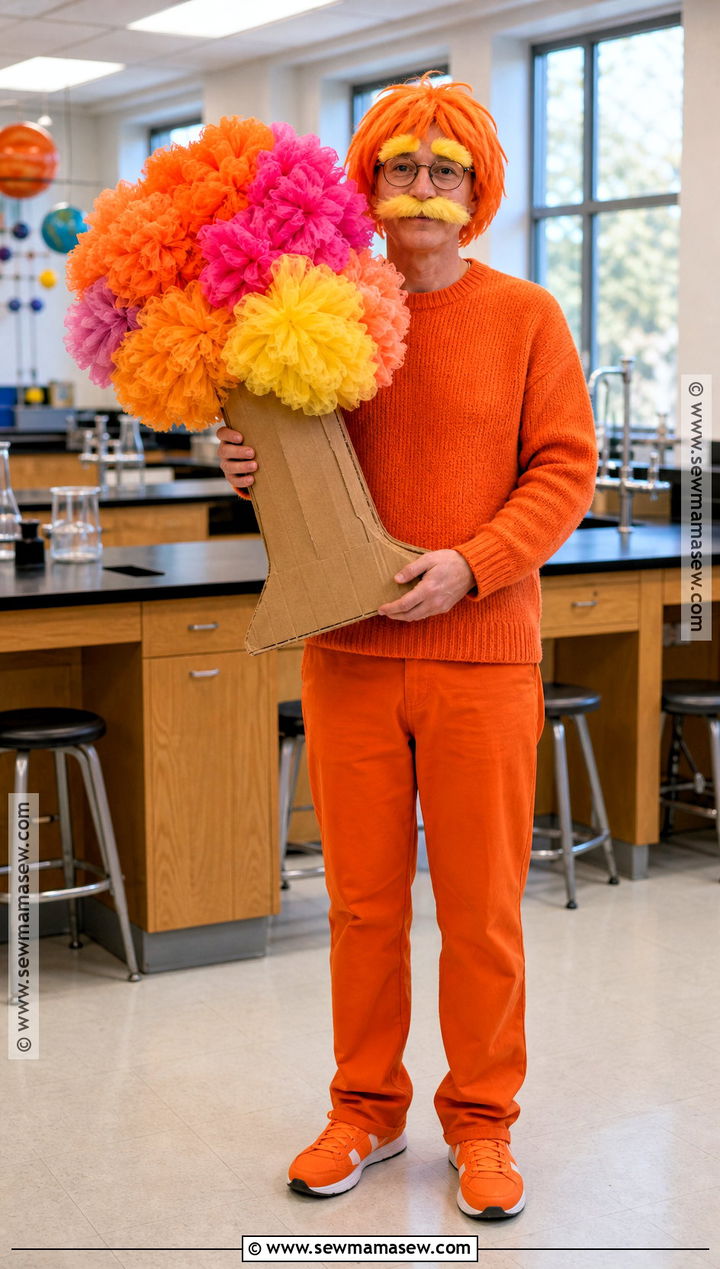 Lorax Costume With Orange Teacher Outfit - 30 teacher book character costumes