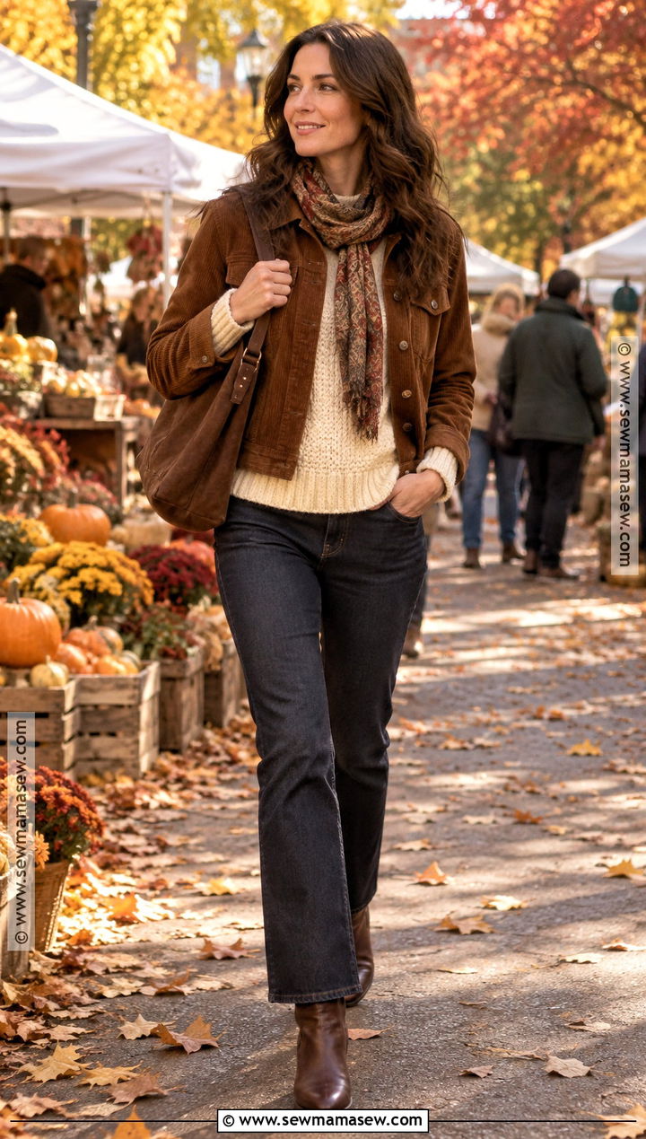 Lorelai Gilmore Corduroy Jacket And Chunky Sweater Outfit - 20 lorelai gilmore outfits autumn