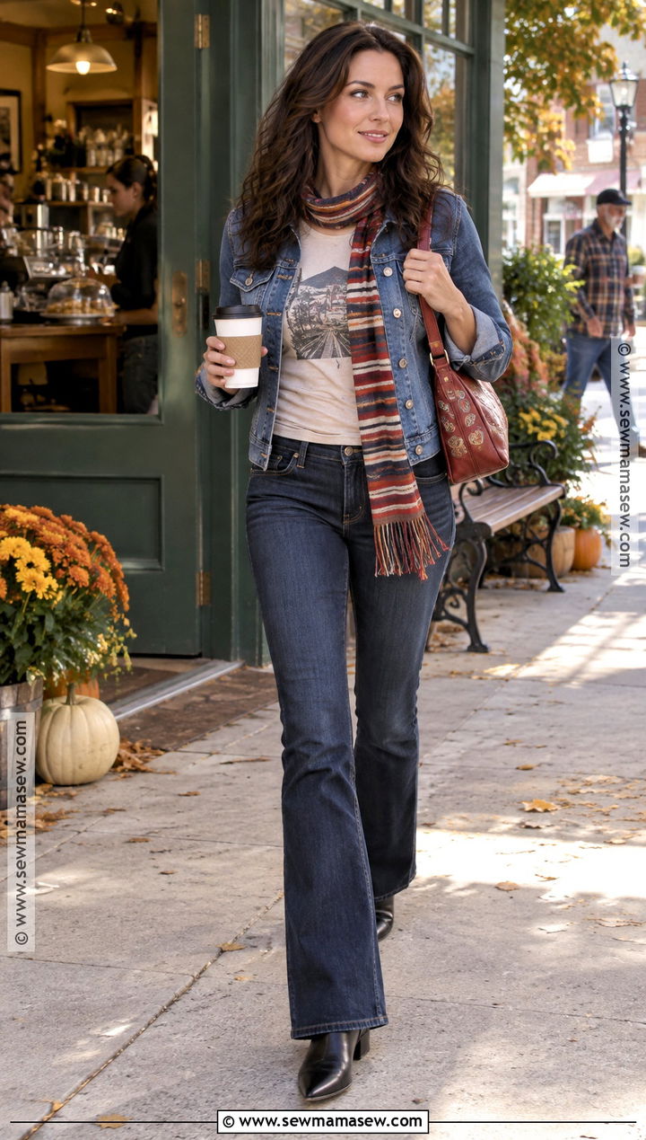 Lorelai Gilmore Denim Jacket And Graphic Tee Outfit - 20 Gilmore Girls Fall Outfits