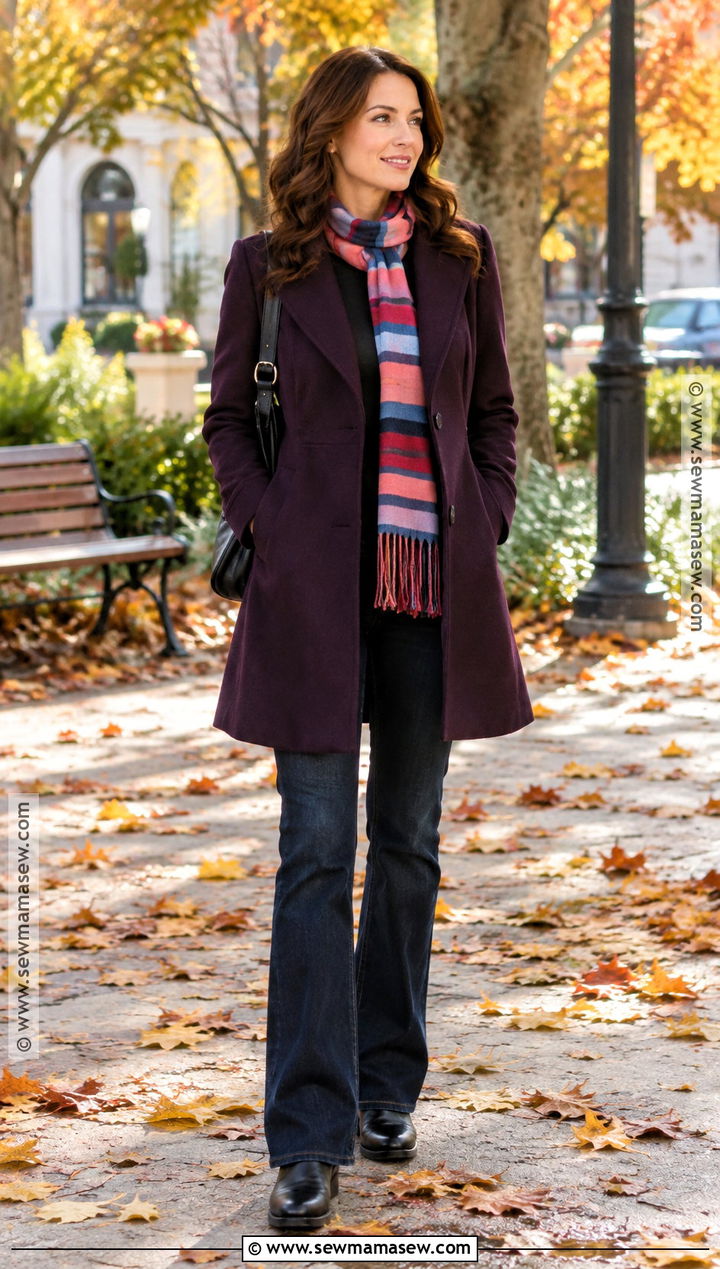 Lorelai Gilmore Fitted Coat And Colorful Scarf Outfit - 20 lorelai gilmore outfits autumn