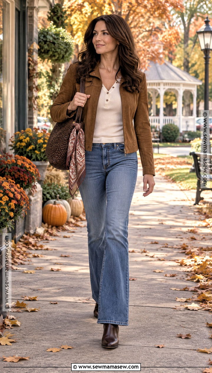 Lorelai Gilmore Suede Jacket And Henley Outfit - 20 lorelai gilmore outfits autumn