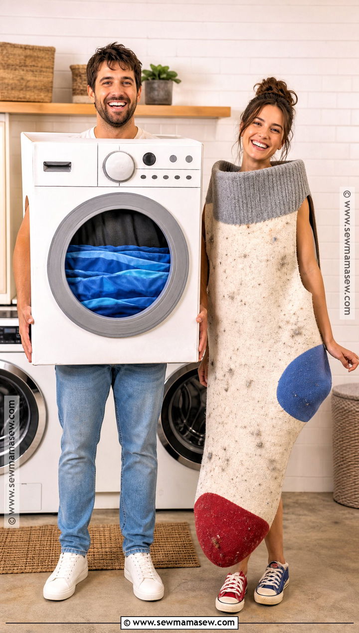 Lost Sock And Washing Machine Couple Costume - 35 funny halloween costumes for couples
