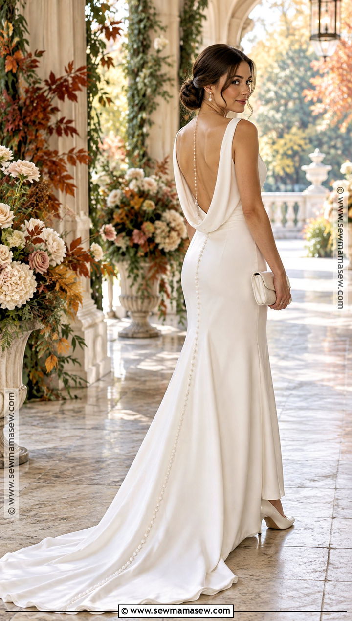 Low Back Wedding Dress With Backdrop Necklace - 15 Autumn Wedding Accessory Inspiration Ideas