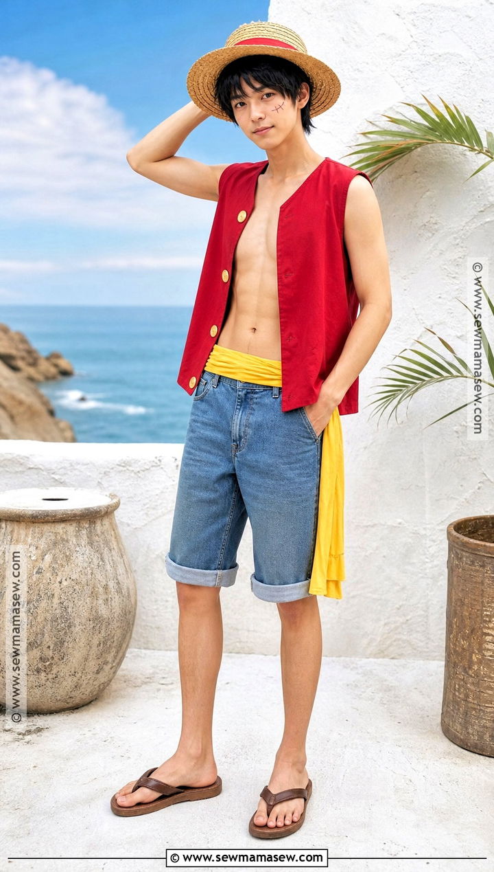Luffy Costume With Red Vest And Straw Hat - 30 easy anime costumes