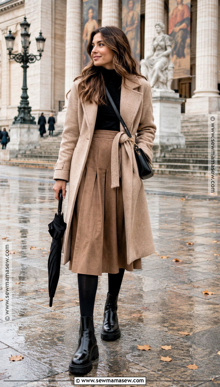 Lug Sole Boots With A Midi Skirt - 15 Shoes For Europe Travel Fall Winter