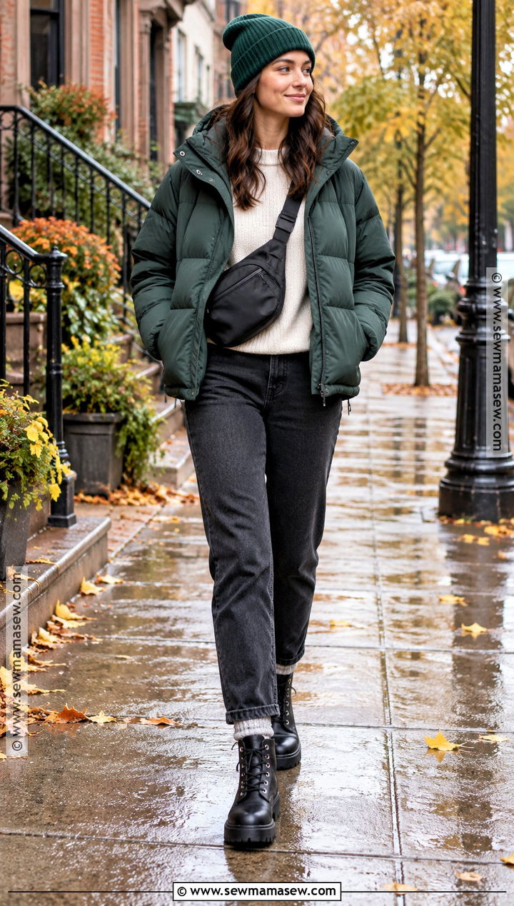 Lug Sole Boots With Jeans and a Puffer - 15 fall capsule shoes