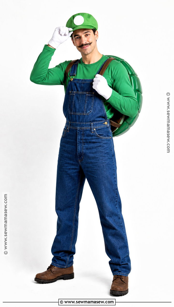 Luigi Costume With Blue Overalls - 30 halloween costumes with overalls