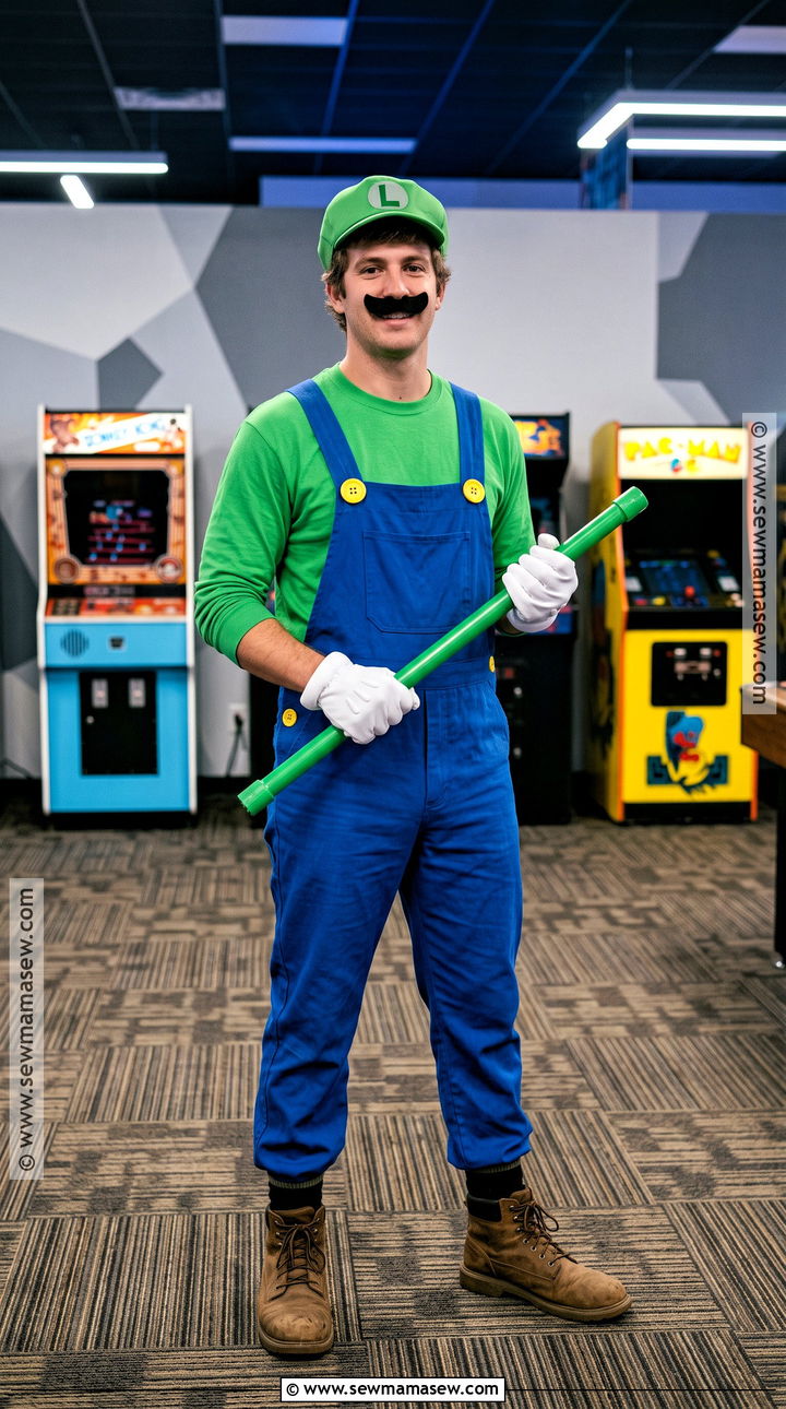 Luigi Costume With Green Hat And Overalls - 30 Video Game Halloween Costumes