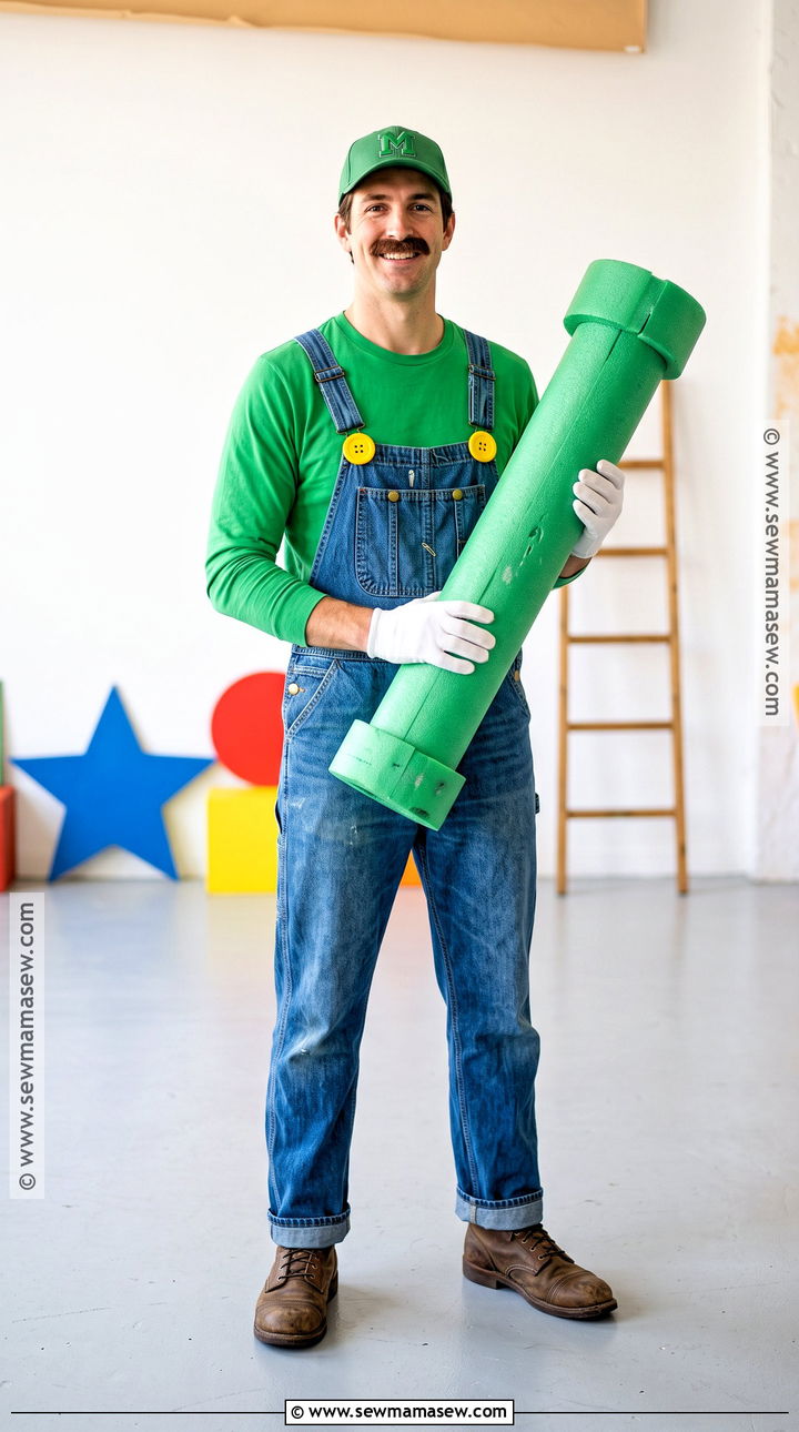 Luigi Costume With Green Overalls - 40 halloween costumes for men
