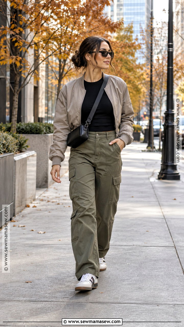 Lululemon Cargo Pants And Bomber Jacket Outfit - 20 fall lululemon outfits