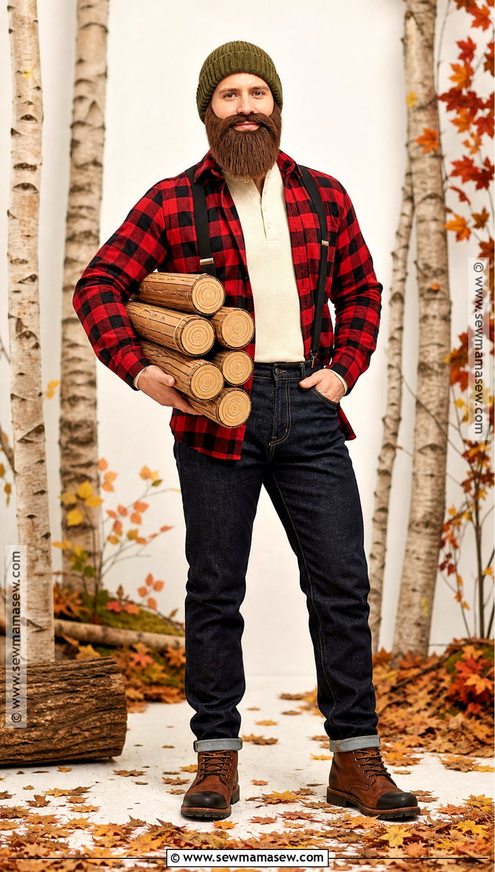 Lumberjack Costume With Red Flannel - 50 men halloween costumes