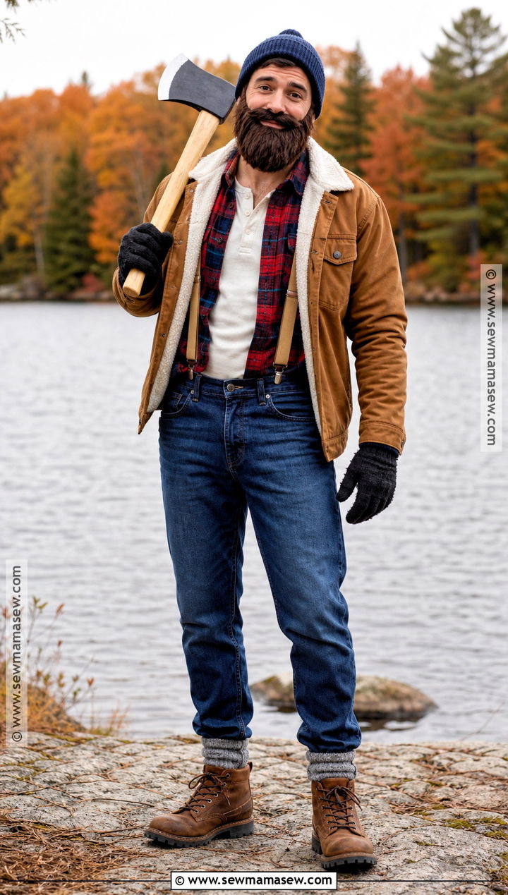 Lumberjack Costume With Sherpa Jacket - 40 warm halloween costumes