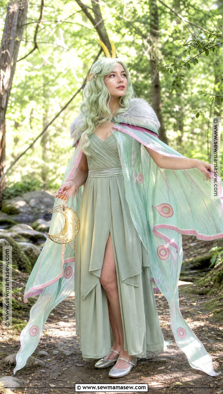 Luna Moth Cosplay With Green Wing Cape - 30 Moth Cosplay Ideas