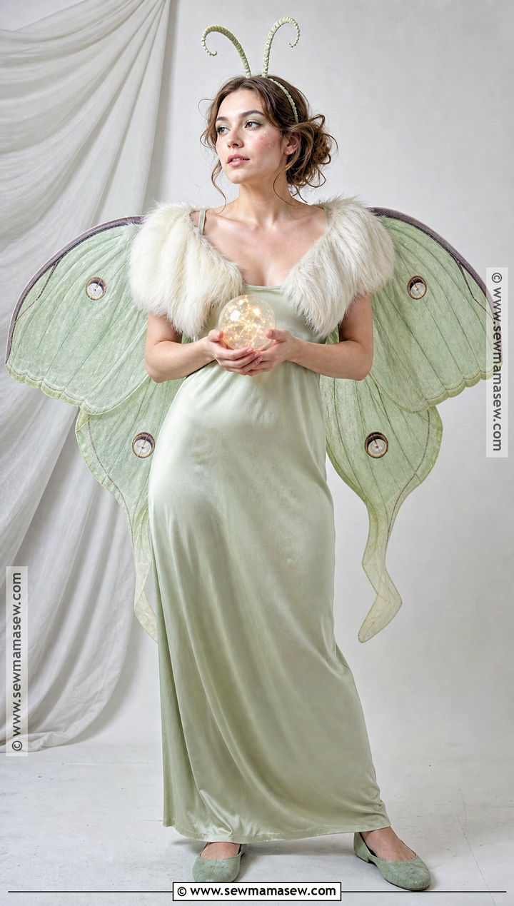 Luna Moth Costume With Green Wings - 35 halloween aesthetic costume ideas